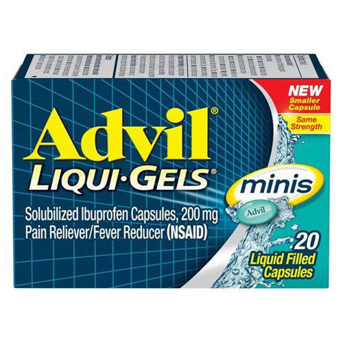 Advil Liquid Gels Minis, Pain Reliever And Fever Reducer Liquid Filled Capsules, 20 Ea